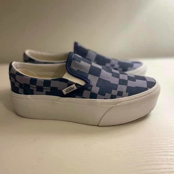 Vans classic Blue checkered Platform, 7.5 woman’s - Picture 4 of 7